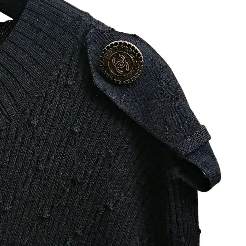 Chanel Chanel Black Cotton Long Sleeve Pullover Sweater 0089 Size S / US 4 / IT 40 - 6 Thumbnail