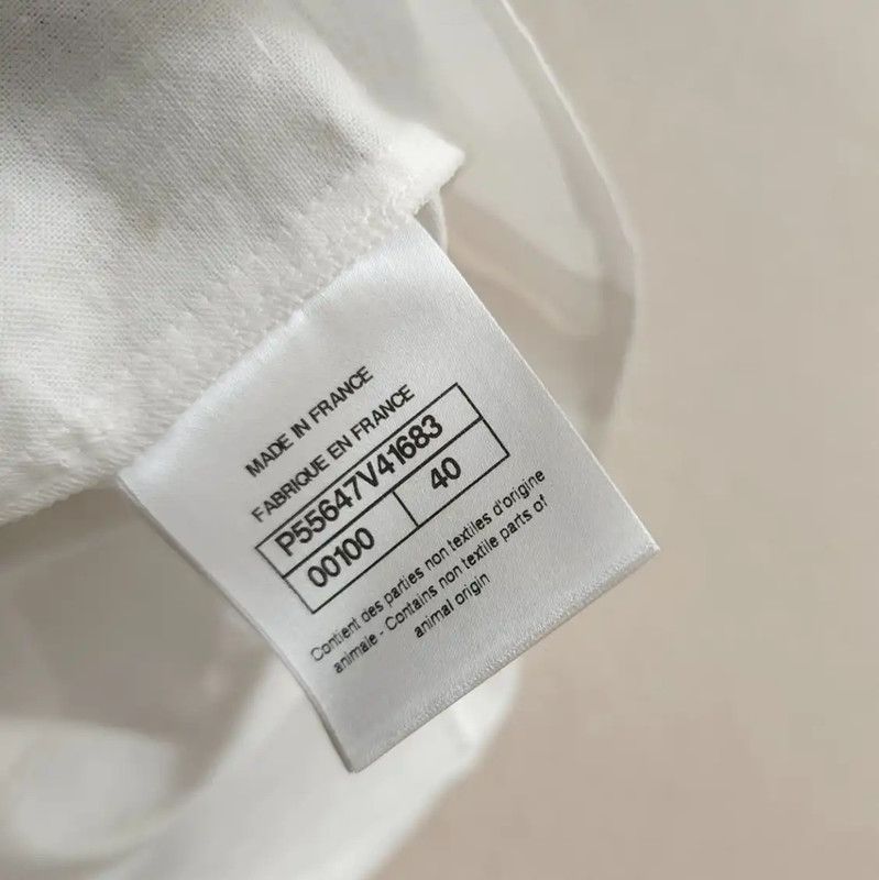 Chanel Chanel White Cotton Bow Short Sleeve Shirt 0089 Size L / US 10 / IT 46 - 8 Thumbnail