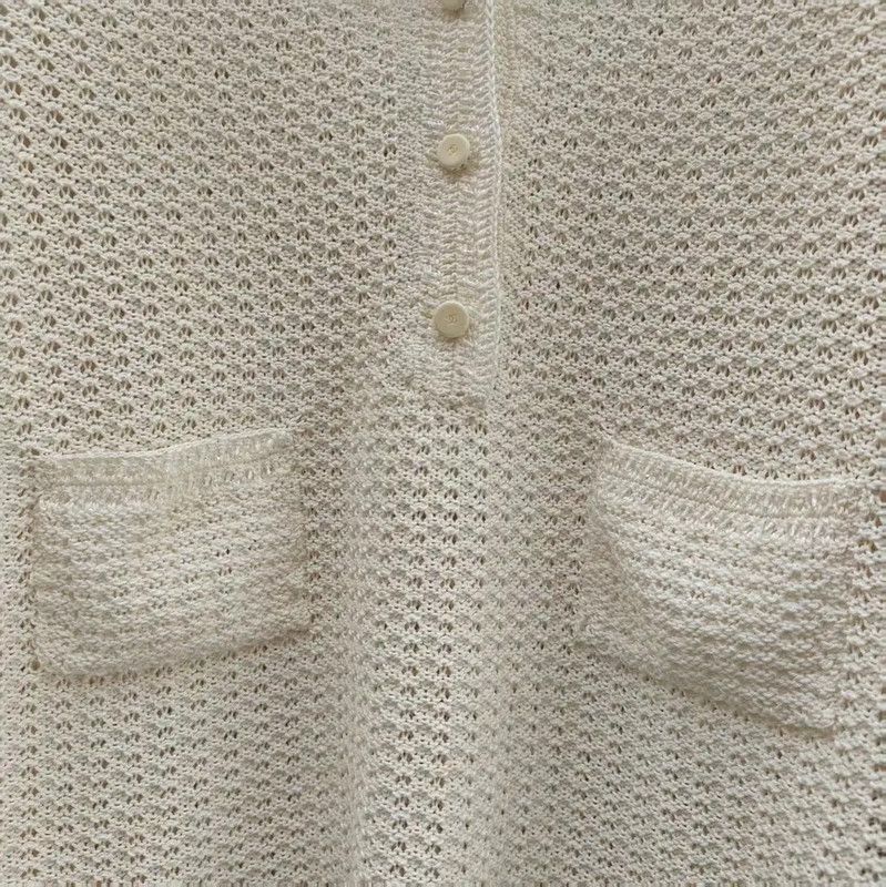 Chanel Chanel Cream Cotton Blend Long Sleeve Top 0089 Size L / US 10 / IT 46 - 4 Thumbnail