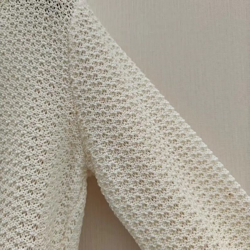 Chanel Chanel Cream Cotton Blend Long Sleeve Top 0089 Size L / US 10 / IT 46 - 5 Thumbnail