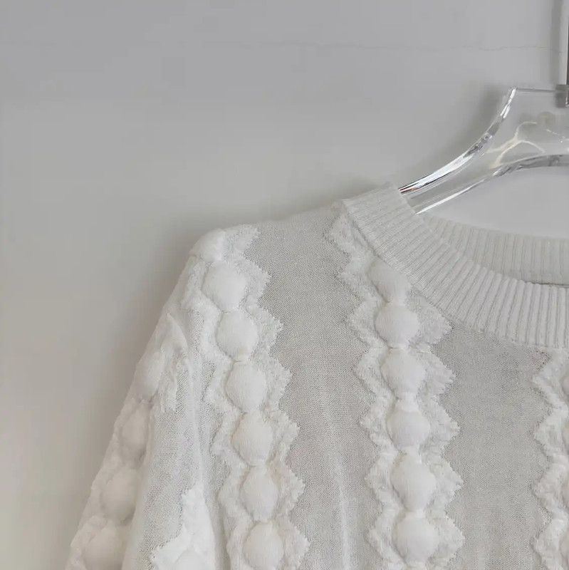 Chanel Chanel White Cotton Blend Long Sleeve Sweater 0089 Size S / US 4 / IT 40 - 4 Thumbnail
