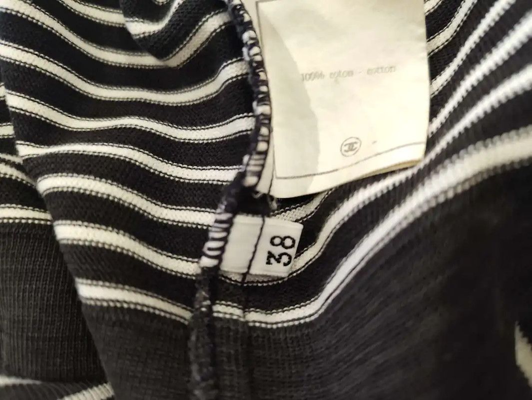 Chanel Chanel Black Cotton Blend Striped T-Shirt 0089 Size M / US 6-8 / IT 42-44 - 5 Thumbnail