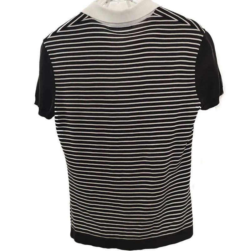 Chanel Chanel Black Cotton Blend Striped T-Shirt 0089 Size M / US 6-8 / IT 42-44 - 2 Thumbnail