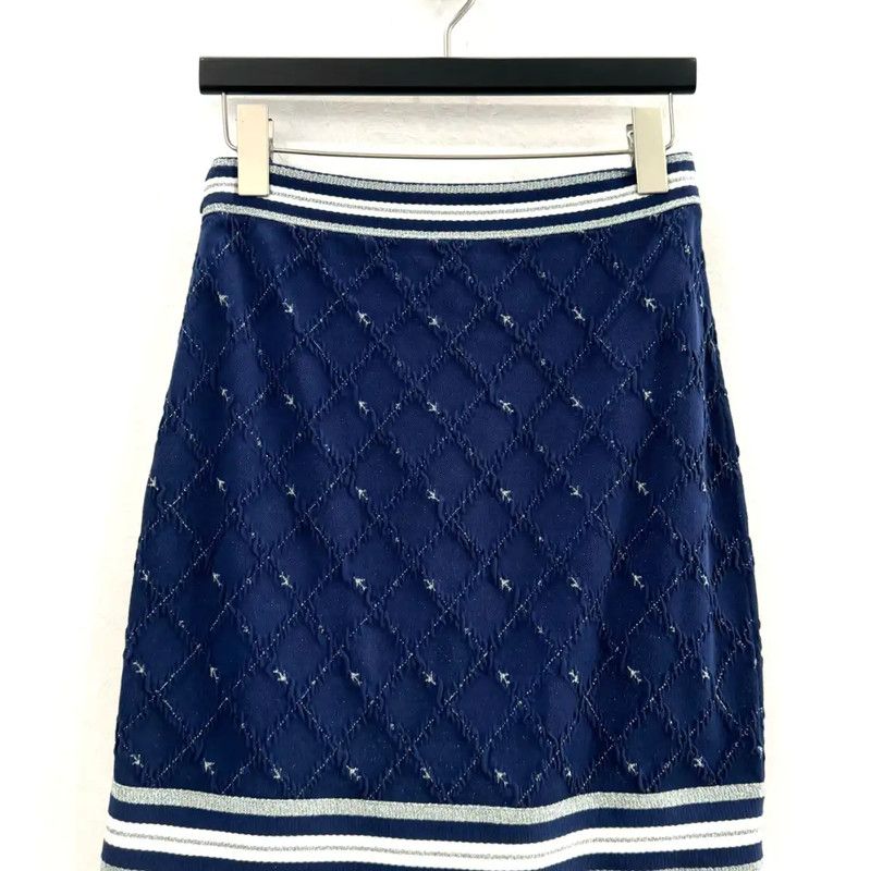 Chanel Chanel Blue Cotton Women's Skirt 0089 Size 26" / US 2 / IT 38 - 4 Thumbnail
