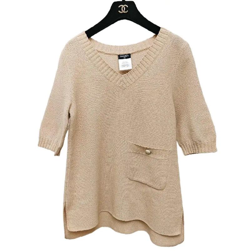 Chanel Chanel Khaki Short Sleeve Sweater for Women 0089 Size S / US 4 / IT 40 - 2 Thumbnail