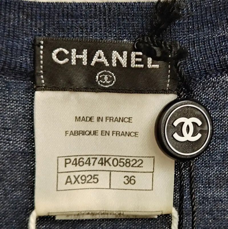 Chanel Chanel Navy Wool Long Sleeve Dress 0089 Size S / US 4 / IT 40 - 7 Thumbnail