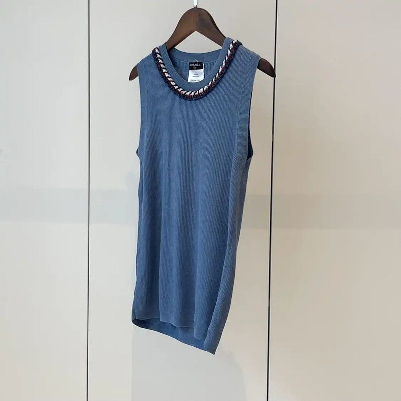 Chanel Chanel Summer Deep Blue Sleeveless Top 0089 Size S / US 4 / IT 40 - 4 Thumbnail
