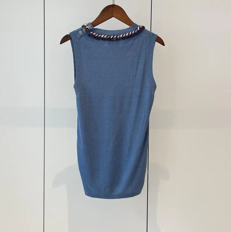 Chanel Chanel Summer Deep Blue Sleeveless Top 0089 Size S / US 4 / IT 40 - 2 Thumbnail