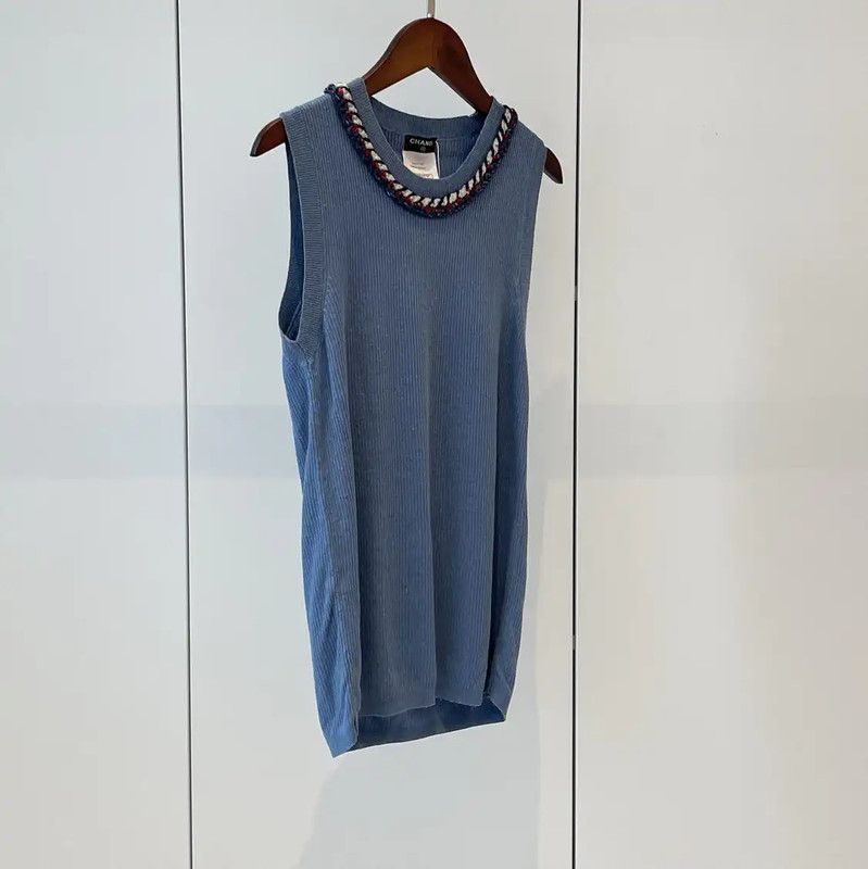 Chanel Chanel Summer Deep Blue Sleeveless Top 0089 Size S / US 4 / IT 40 - 3 Thumbnail