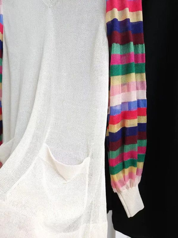 Chanel Chanel Multicolor Striped V-Neck Long Sleeve Sweater 0089 Size S / US 4 / IT 40 - 4 Thumbnail