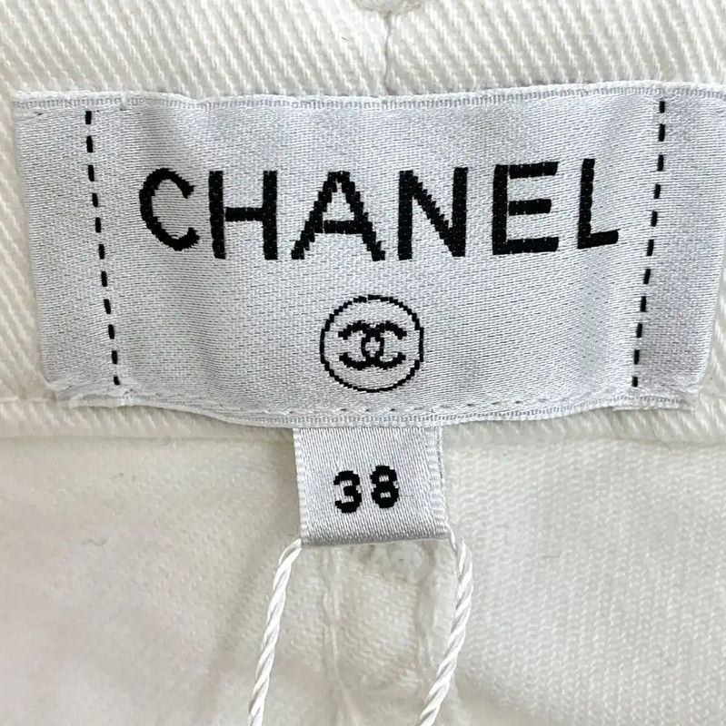 Chanel Chanel White Cotton Casual Pants for Women 0089 Size 23" - 6 Thumbnail