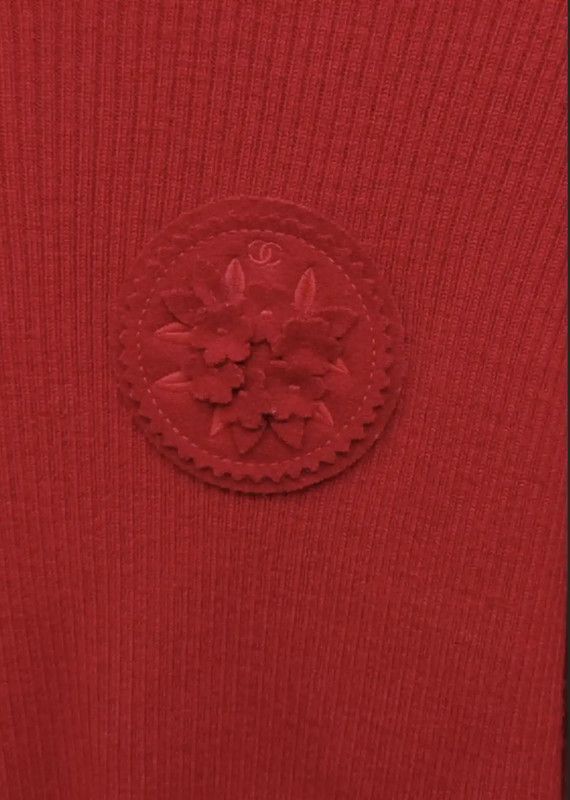 Chanel Chanel Red Wool Long Sleeve Pullover Sweater 0089 Size S / US 4 / IT 40 - 3 Thumbnail