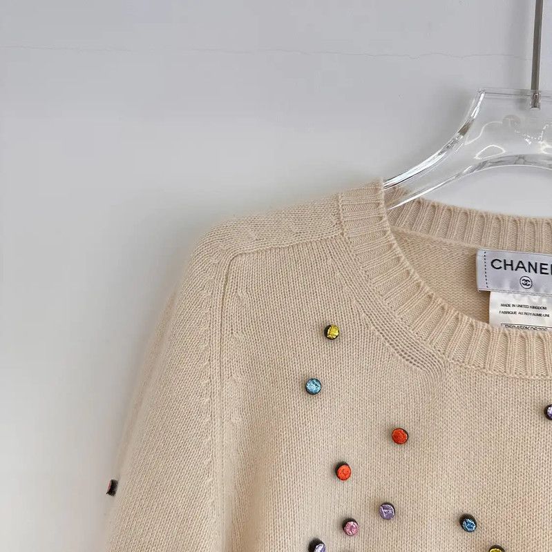 Chanel Chanel Beige Cashmere Long Sleeve Sweater 0089 Size S / US 4 / IT 40 - 5 Thumbnail