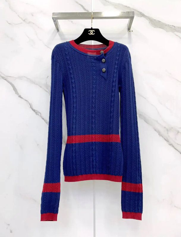 Chanel Chanel Blue Wool Long Sleeve Sweater 0089 Size S / US 4 / IT 40 - 4 Thumbnail