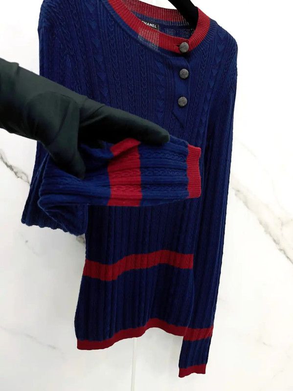 Chanel Chanel Blue Wool Long Sleeve Sweater 0089 Size S / US 4 / IT 40 - 6 Thumbnail