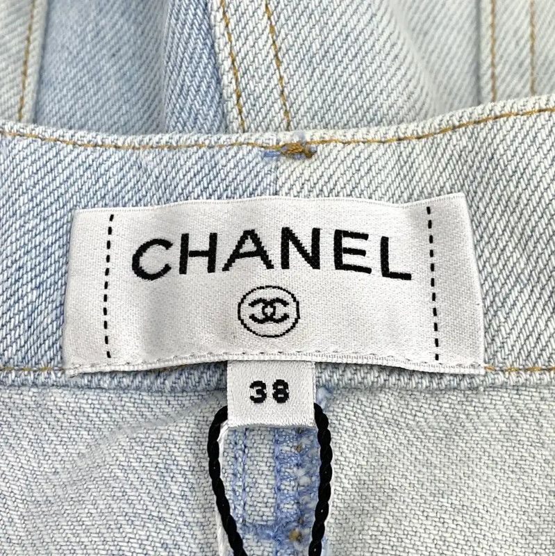 Chanel Chanel Light Blue Cotton Women's Shorts 0089 Size 23" - 5 Thumbnail