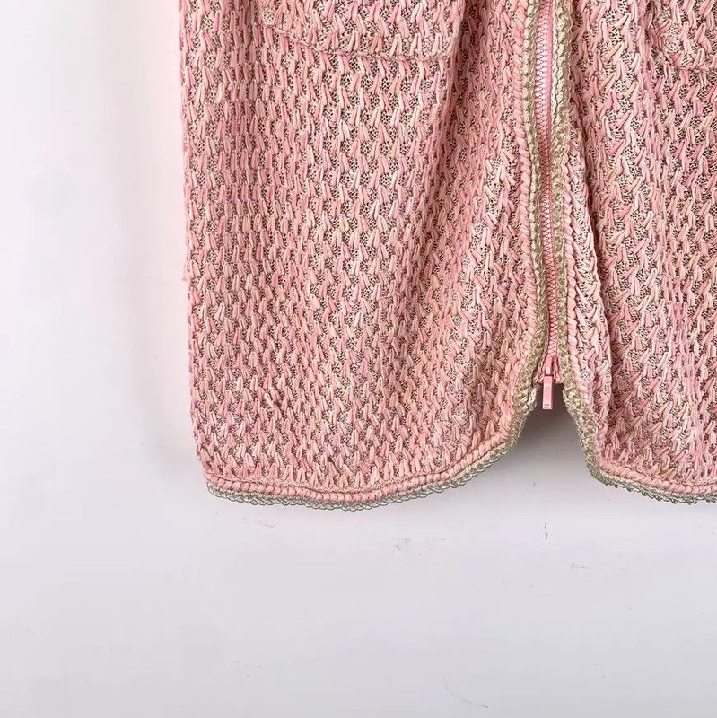 Chanel Chanel Pink Silk Midi Skirt 0089 Size 23" - 4 Thumbnail