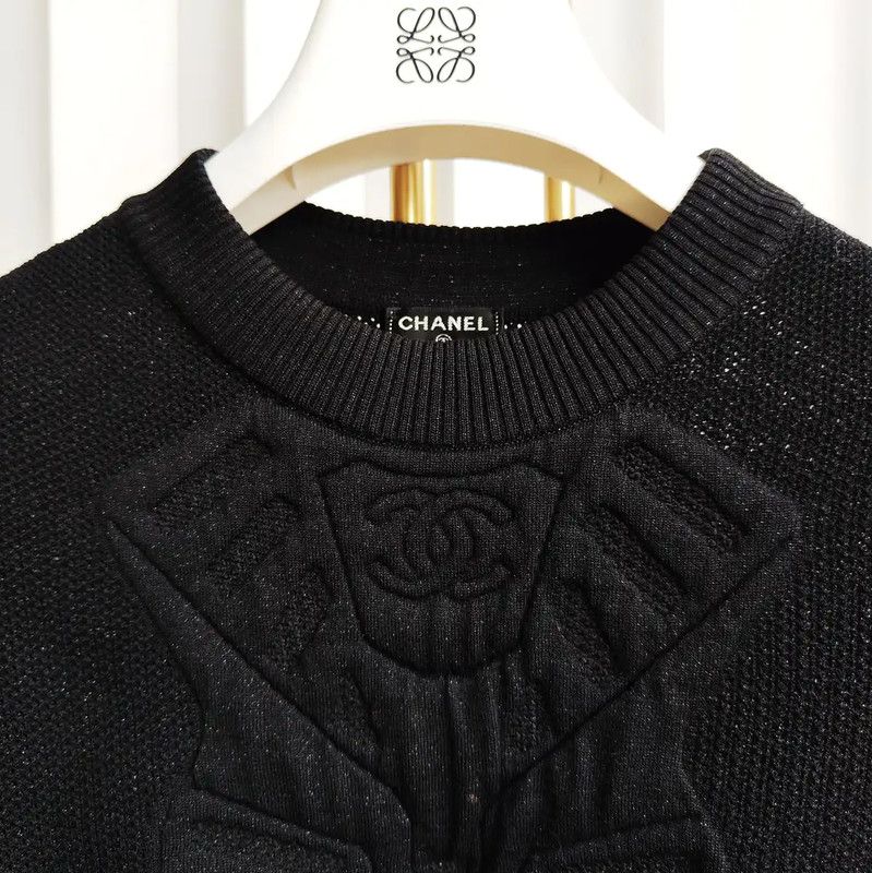 Chanel Chanel Black Cotton Long Sleeve Sweater 0089 Size S / US 4 / IT 40 - 3 Thumbnail