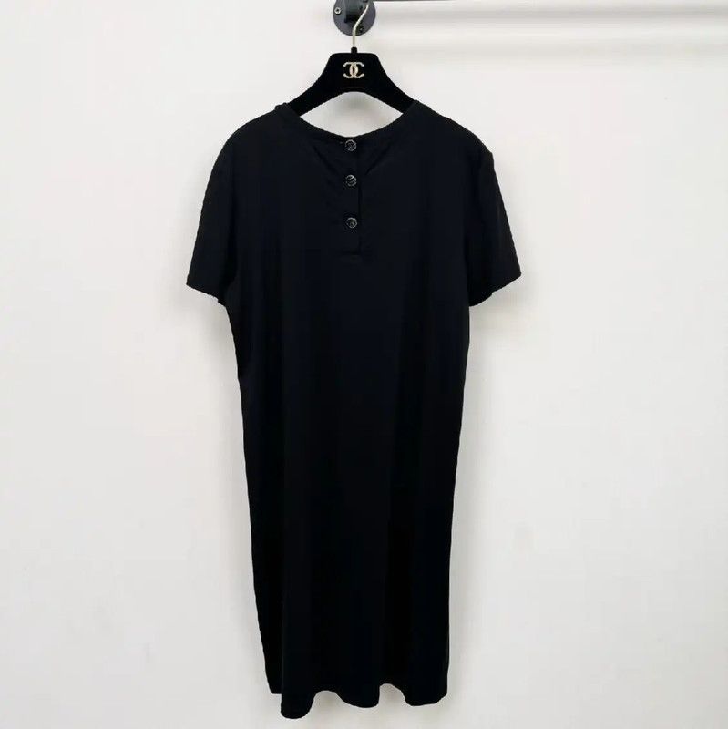Chanel Chanel Black Summer Short Sleeve Dress 0089 Size XL / US 12-14 / IT 48-50 - 2 Thumbnail