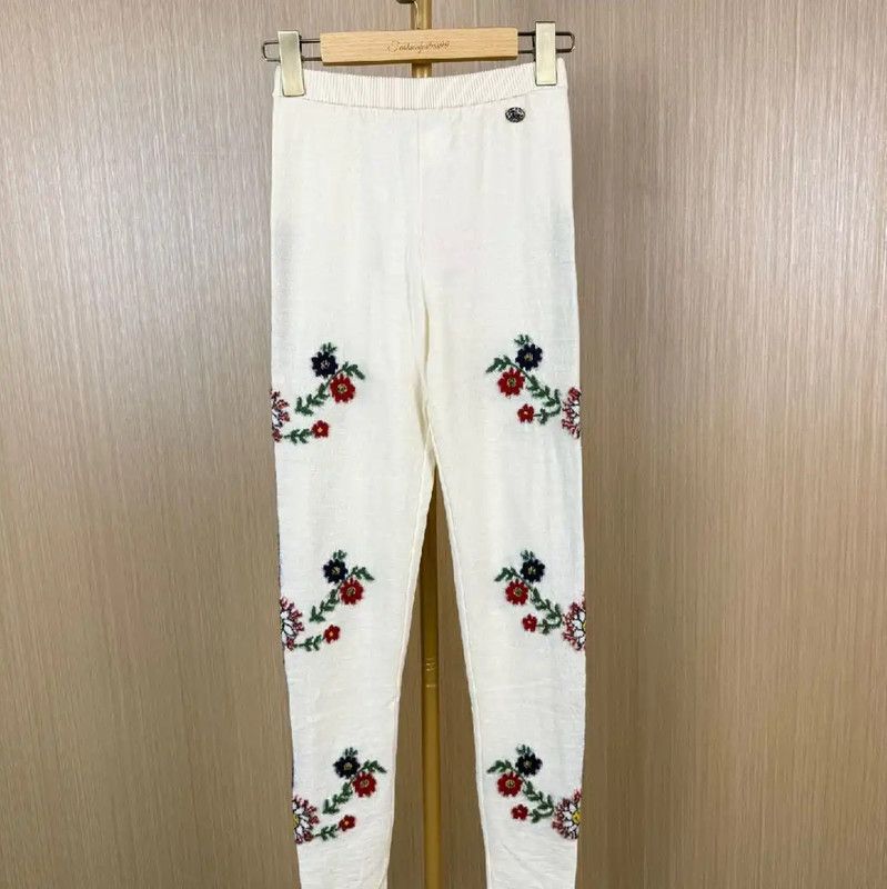 Chanel Chanel White Wool Casual Pants 0089 Size 23" - 2 Thumbnail