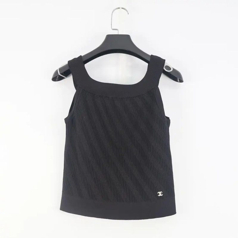 Chanel Chanel Summer Black Women's Short T-Shirt 0089 Size M / US 6-8 / IT 42-44 - 2 Thumbnail