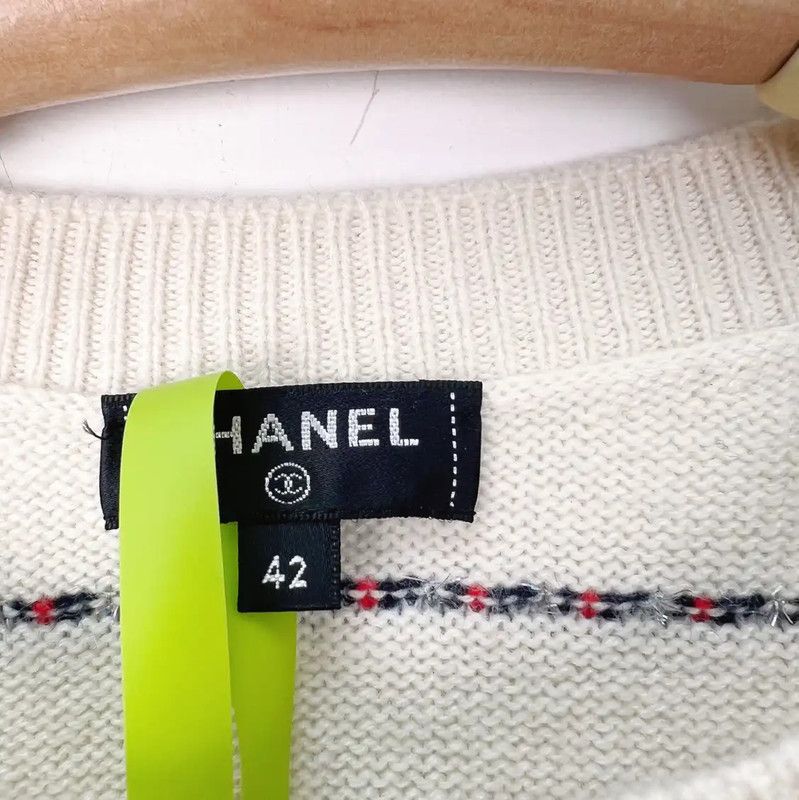 Chanel Chanel Cream Cotton Women's T-Shirt 0089 Size S / US 4 / IT 40 - 4 Thumbnail