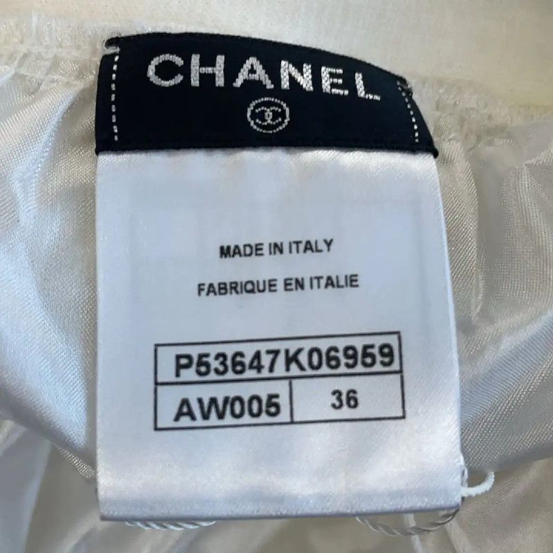 Chanel Chanel White Cotton Women’s Skirt 0089 Size 23" - 3 Thumbnail