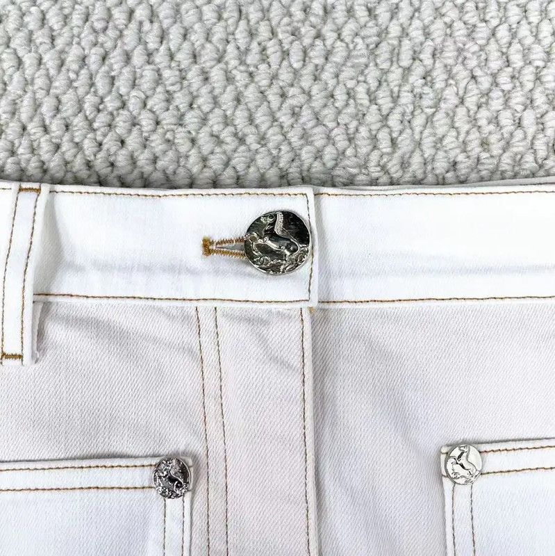 Chanel Chanel White Denim Logo Women's Pants 0089 Size 26" / US 2 / IT 38 - 3 Thumbnail