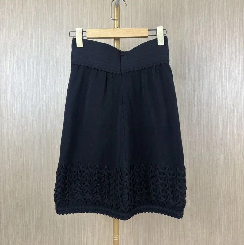 Chanel Chanel Black Cotton Midi Skirt 0089 Size 36" / US 14 / IT 50 - 2 Thumbnail