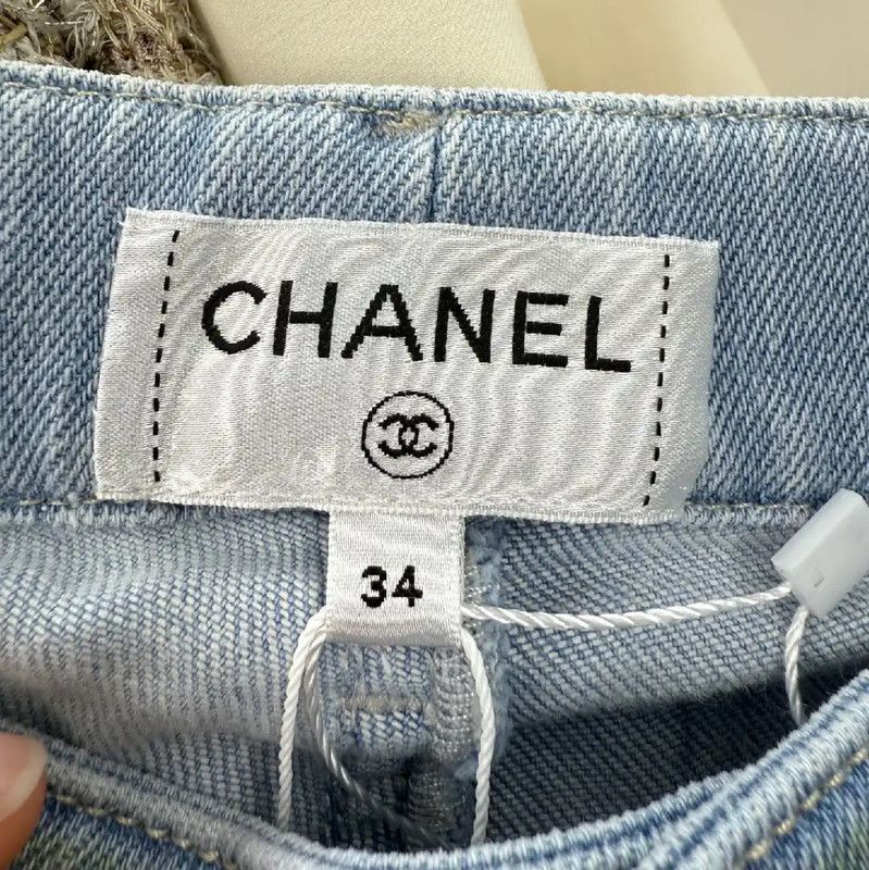 Chanel Chanel Light Blue Cotton Women's Jeans 0089 Size 23" - 3 Thumbnail