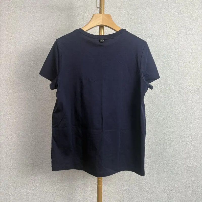 Chanel Chanel Navy Blue Cotton T-Shirt for Women 0089 Size M / US 6-8 / IT 42-44 - 2 Thumbnail