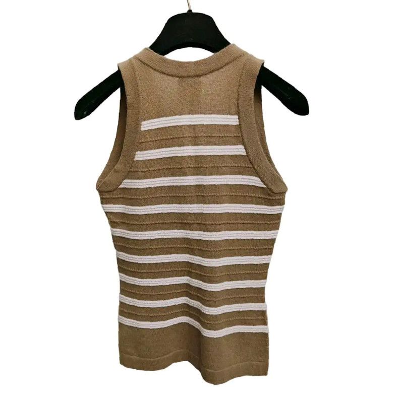 Chanel Chanel Spring Autumn Camel Striped Knit Top 0089 Size S / US 4 / IT 40 - 7 Thumbnail
