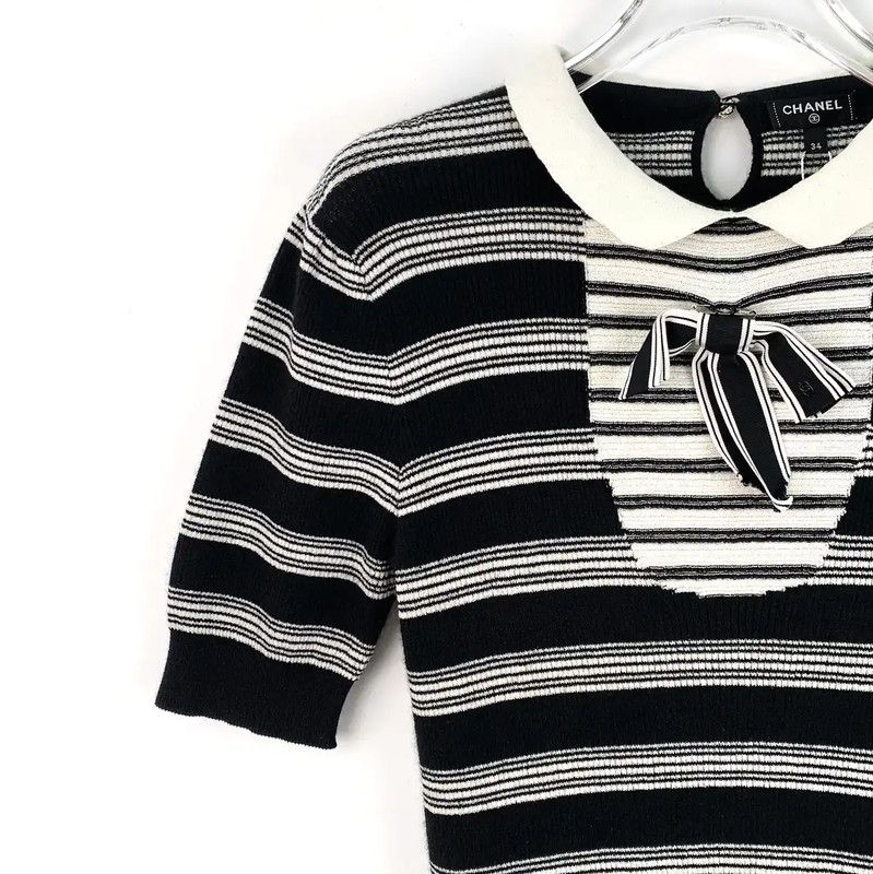 Chanel Chanel Striped Nylon T-Shirt with Bow 0089 Size XXS / US 00 / IT 34 - 3 Thumbnail