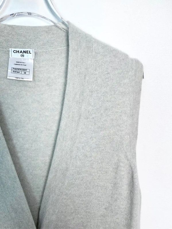 Chanel Chanel Light Gray Cotton Cardigan for Women 0089 Size S / US 4 / IT 40 - 3 Thumbnail