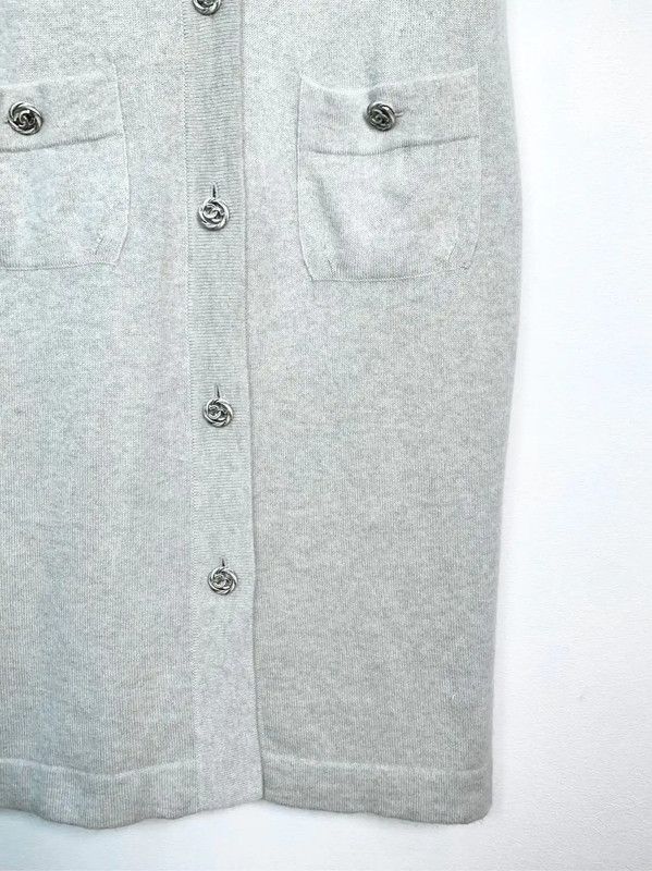Chanel Chanel Light Gray Cotton Cardigan for Women 0089 Size S / US 4 / IT 40 - 4 Thumbnail