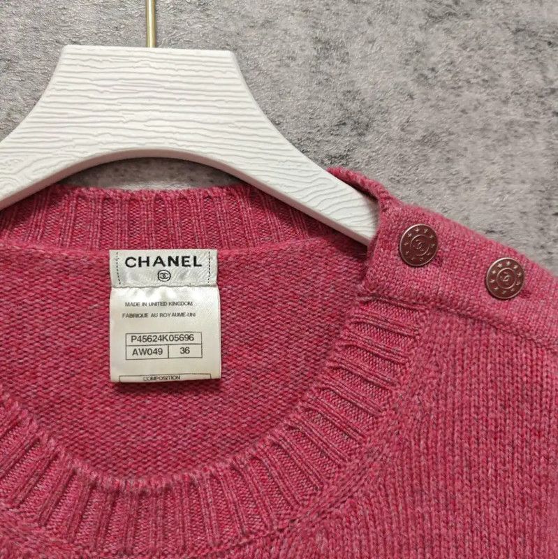 Chanel Chanel Pink Wool Pullover Sweater for Women 0089 Size L / US 10 / IT 46 - 3 Thumbnail