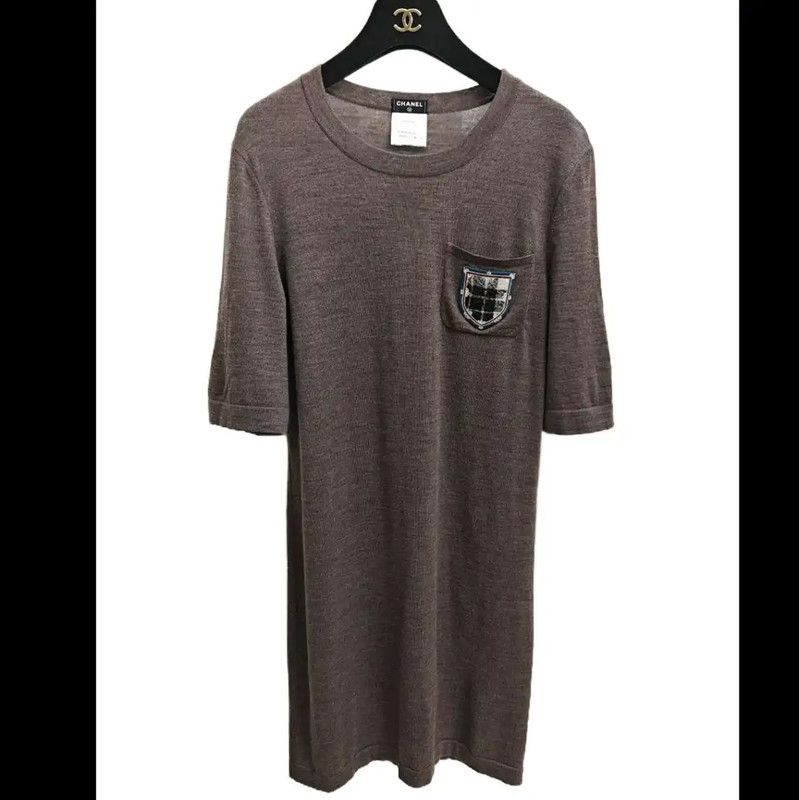 Chanel Chanel Gray Wool Short Sleeve Dress 0089 Size S / US 4 / IT 40 - 2 Thumbnail