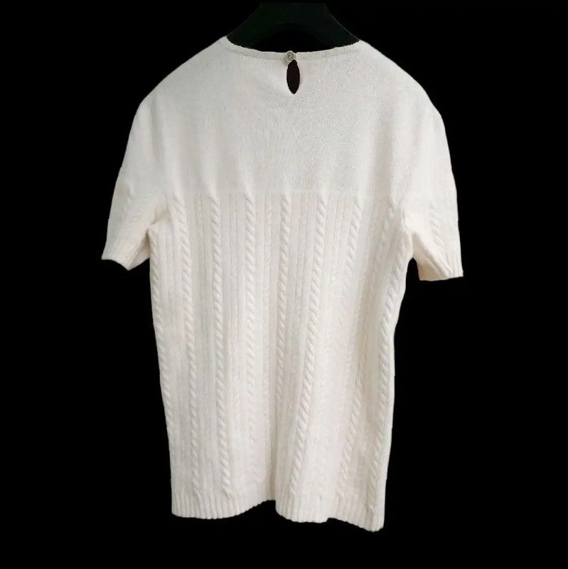 Chanel Chanel White Cashmere Short Sleeve Sweater 0089 Size XS / US 0-2 / IT 36-38 - 3 Thumbnail