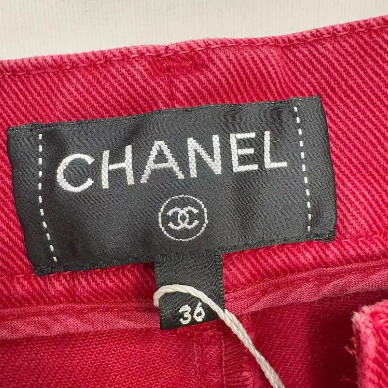 Chanel Chanel Red Casual Trousers for Women 0089 Size 23" - 2 Thumbnail