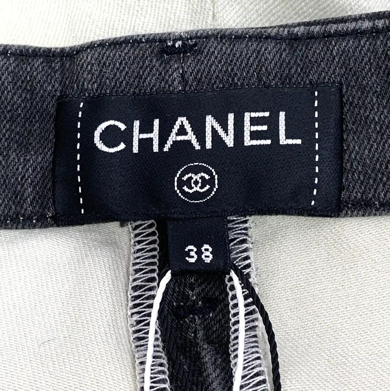 Chanel Chanel Color Block Cotton Women's Denim Pants 0089 Size 23" - 6 Thumbnail