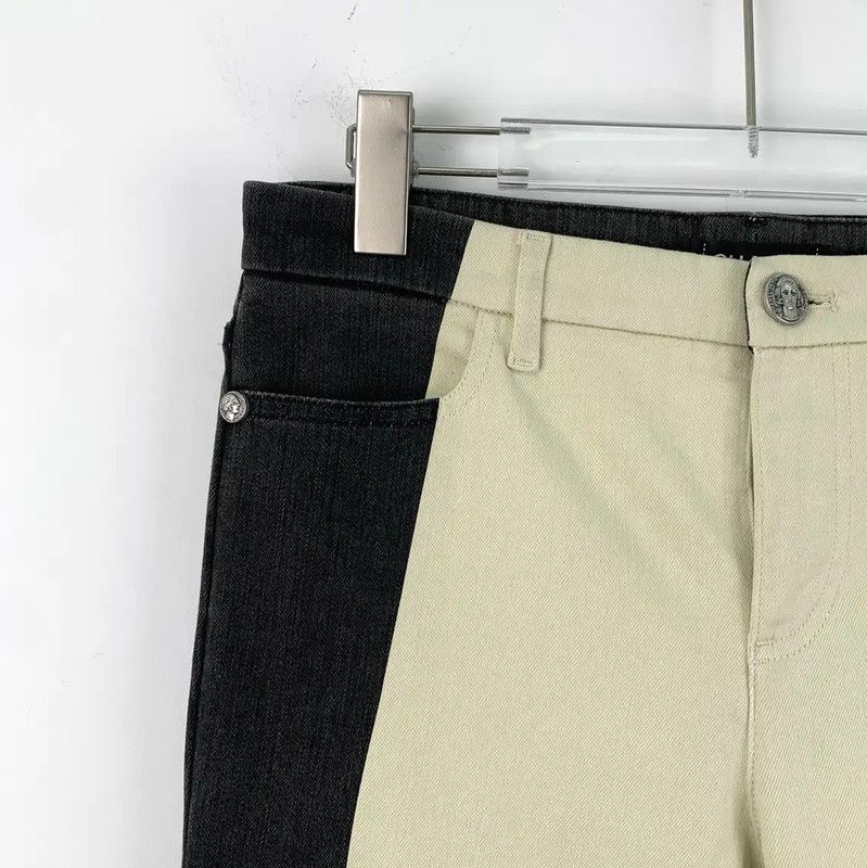 Chanel Chanel Color Block Cotton Women's Denim Pants 0089 Size 23" - 3 Thumbnail