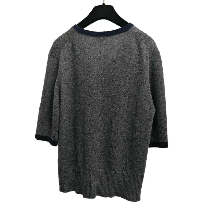 Chanel Chanel Gray Cashmere V-Neck Sweater 0089 Size M / US 6-8 / IT 42-44 - 5 Thumbnail