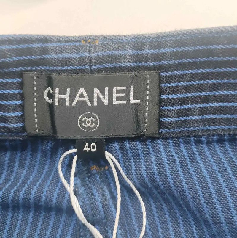Chanel Chanel Summer Navy Cotton Skirt 0089 Size 38" / US 16 / IT 52 - 3 Thumbnail