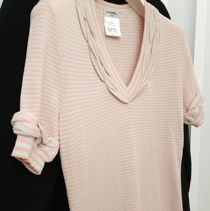 Chanel Chanel Striped Dress in Soft Pink for Women 0089 Size M / US 6-8 / IT 42-44 - 3 Thumbnail