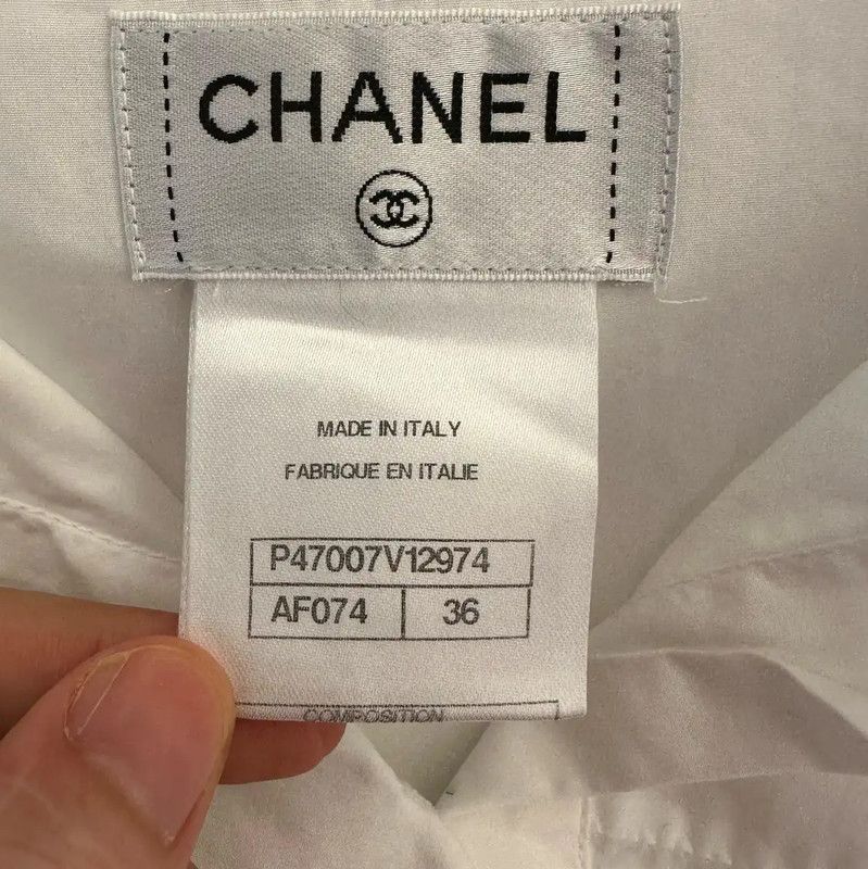 Chanel Chanel White Cotton Women's Shirt Size S 0089 Size S / US 4 / IT 40 - 5 Thumbnail