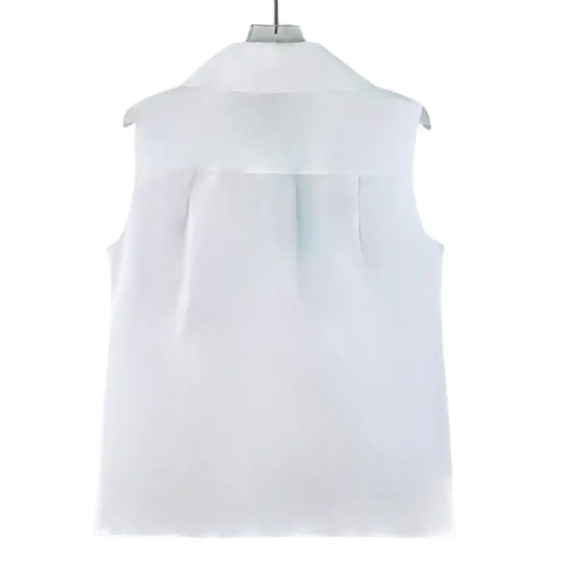 Chanel Chanel White Cotton Sleeveless Shirt 0089 Size S / US 4 / IT 40 - 2 Thumbnail