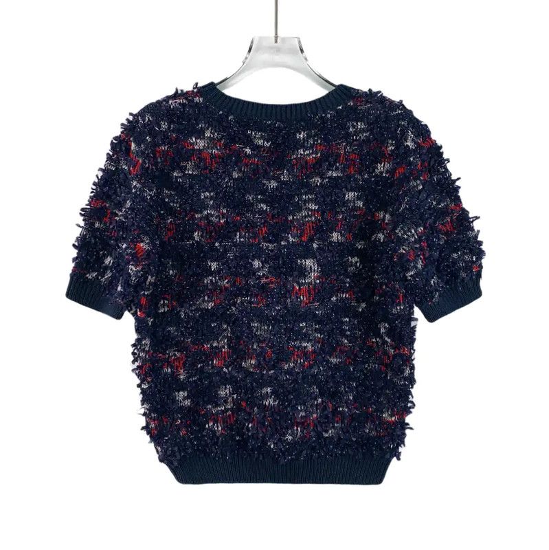 Chanel Chanel Navy Blue Cotton Women's T-Shirt 0089 Size M / US 6-8 / IT 42-44 - 2 Thumbnail