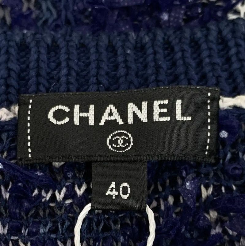 Chanel Chanel Navy Blue Cotton Women's T-Shirt 0089 Size M / US 6-8 / IT 42-44 - 5 Thumbnail