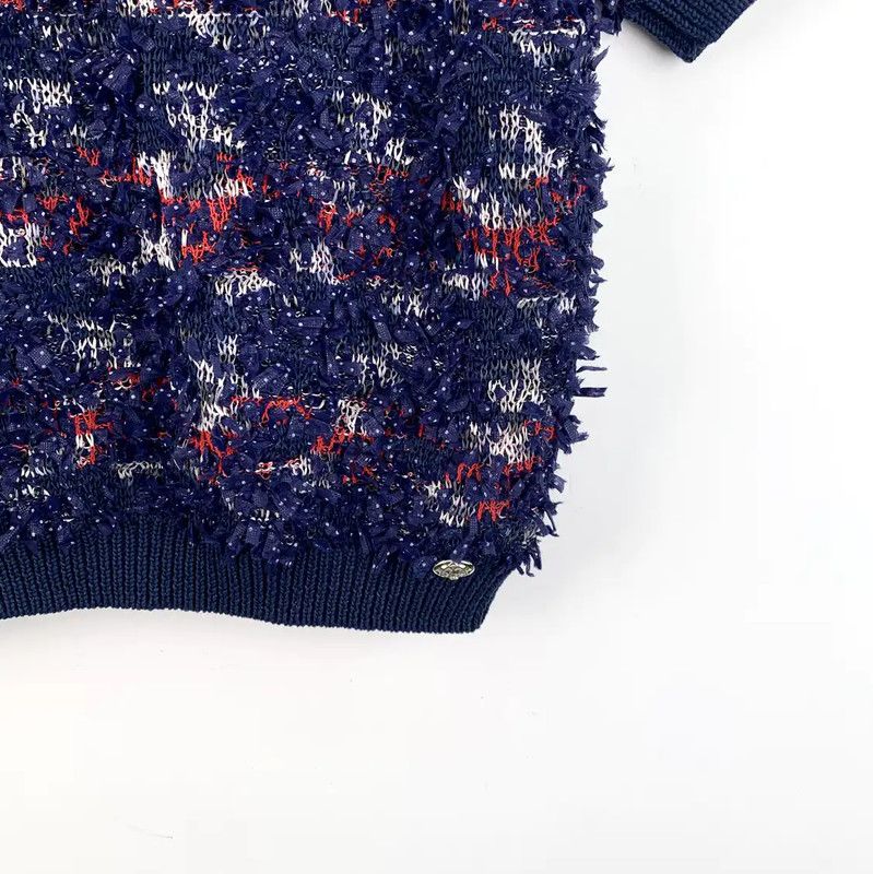 Chanel Chanel Navy Blue Cotton Women's T-Shirt 0089 Size M / US 6-8 / IT 42-44 - 4 Thumbnail