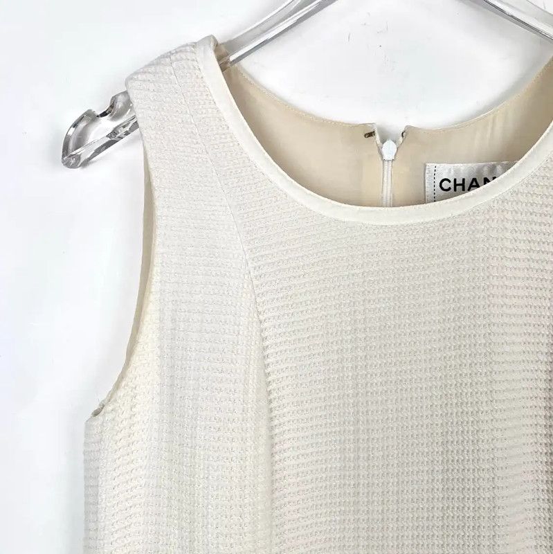Chanel Chanel White Cotton Sleeveless Dress for Women 0089 Size XS / US 0-2 / IT 36-38 - 3 Thumbnail
